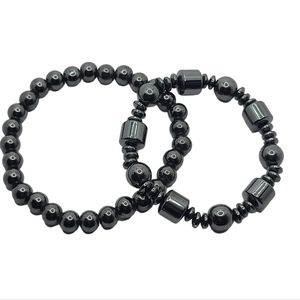 NEW Hematite Beaded Stretch Bracelets Set of 2